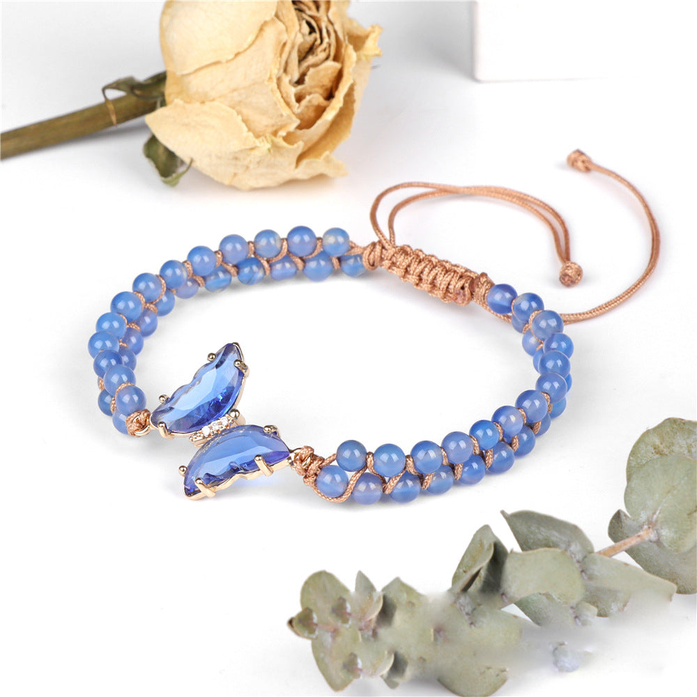 Olivenorma Healing Crystal Butterfly Adjustable Braided Rope Bracelet - Sapphire - image 14