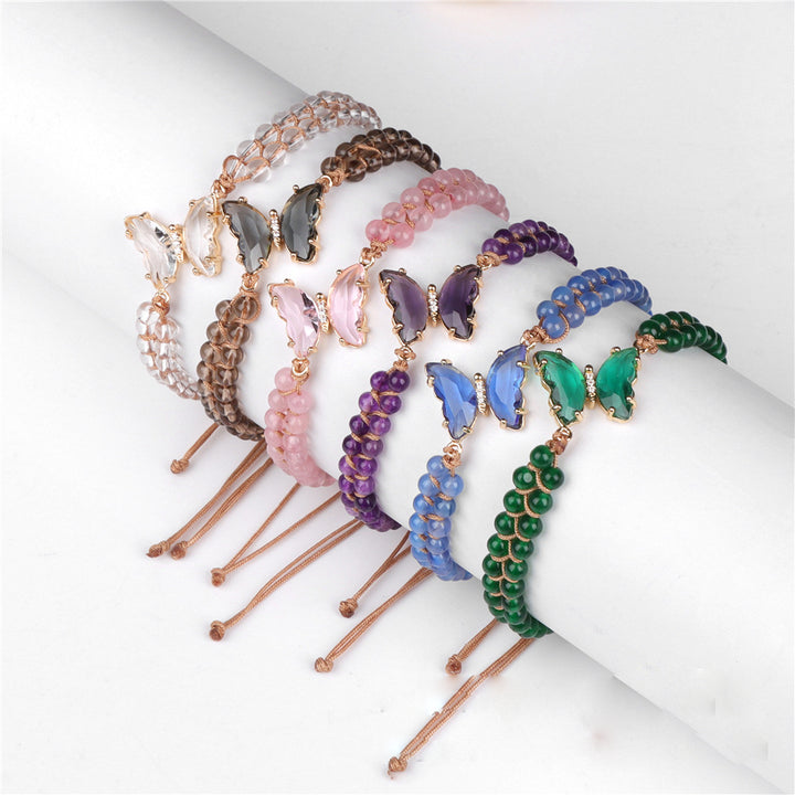 Olivenorma Healing Crystal Butterfly Adjustable Braided Rope Bracelet - image 23
