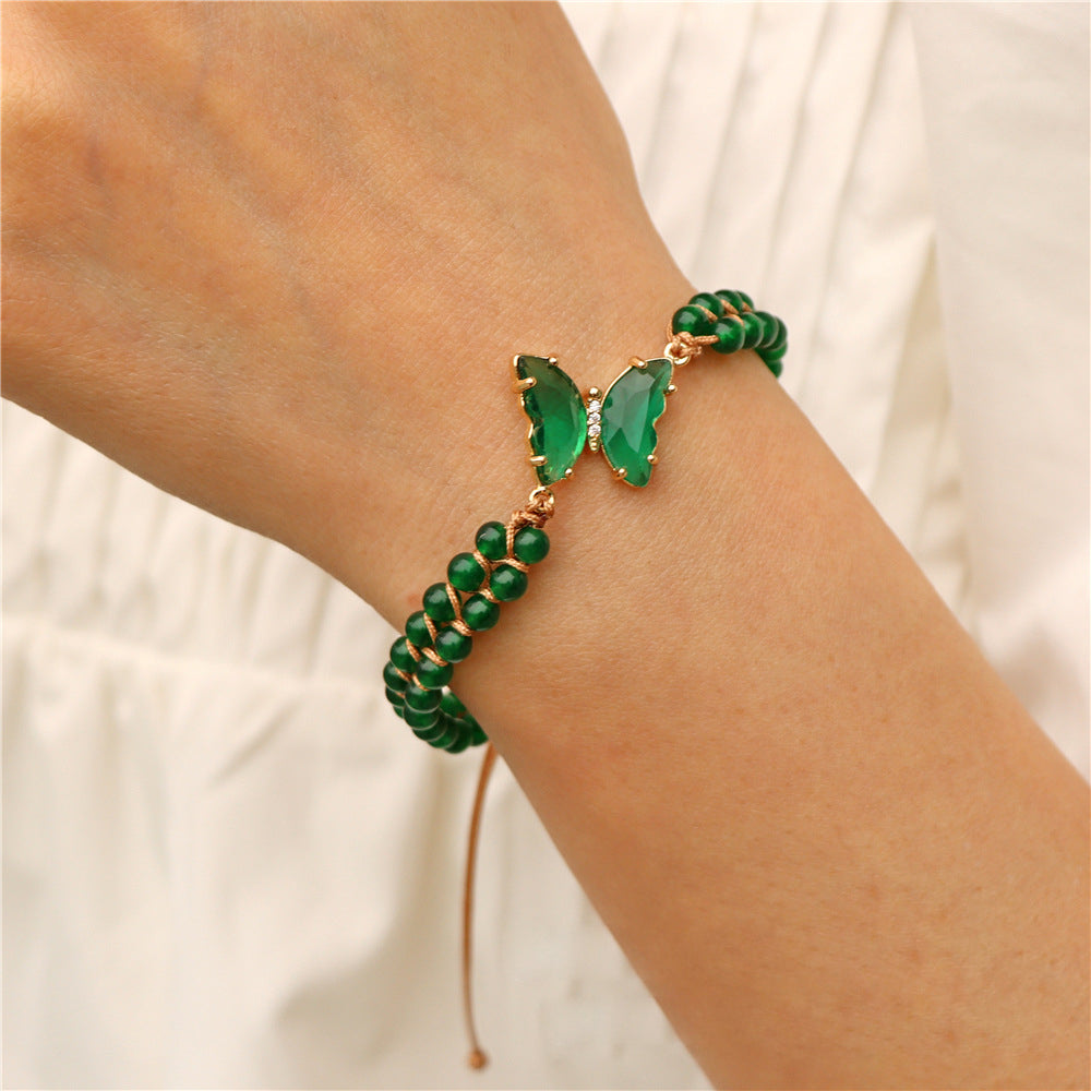 Olivenorma Healing Crystal Butterfly Adjustable Braided Rope Bracelet - image 8