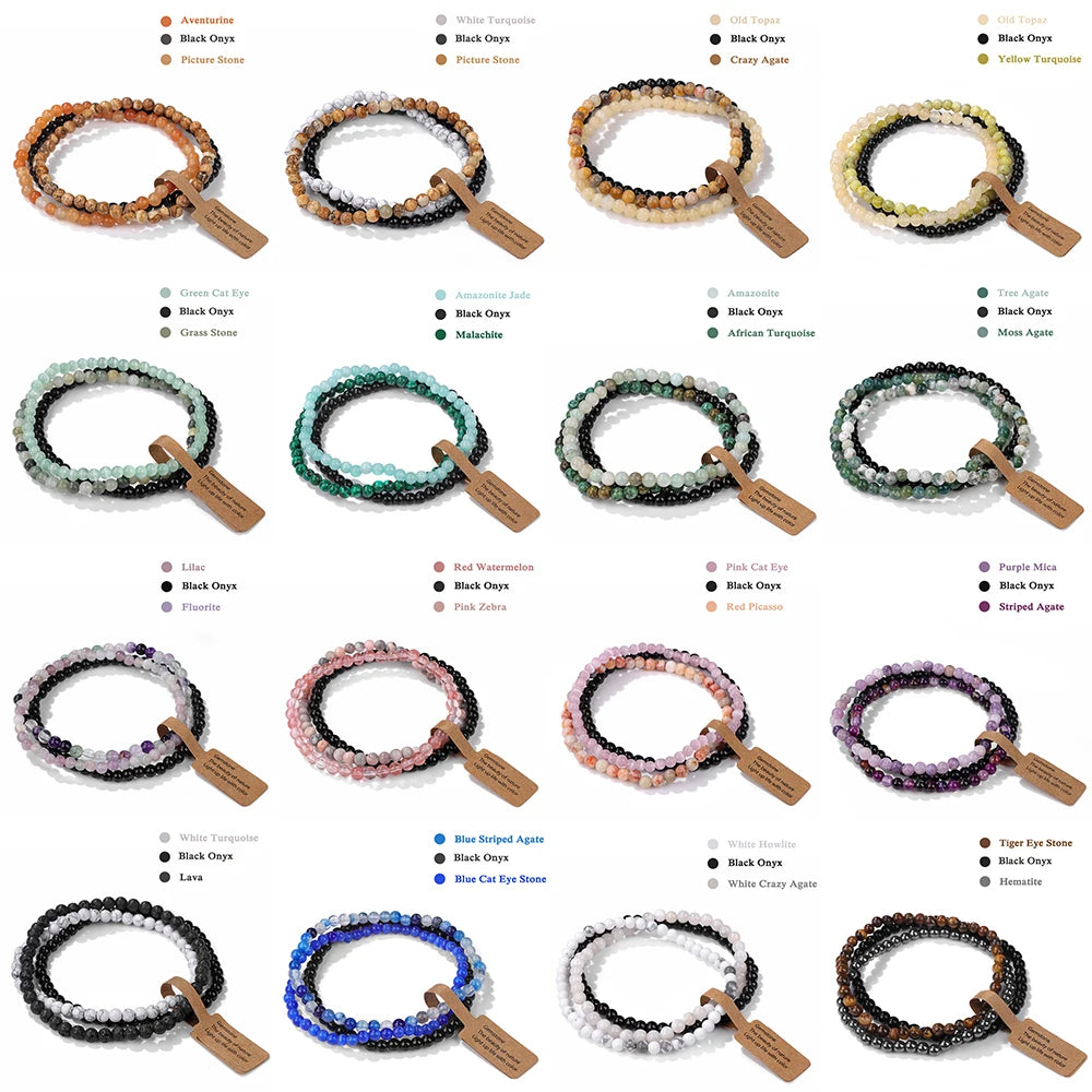 Olivenorma 3Pcs 4mm Natural Stone Beaded Bracelet Set - image 49