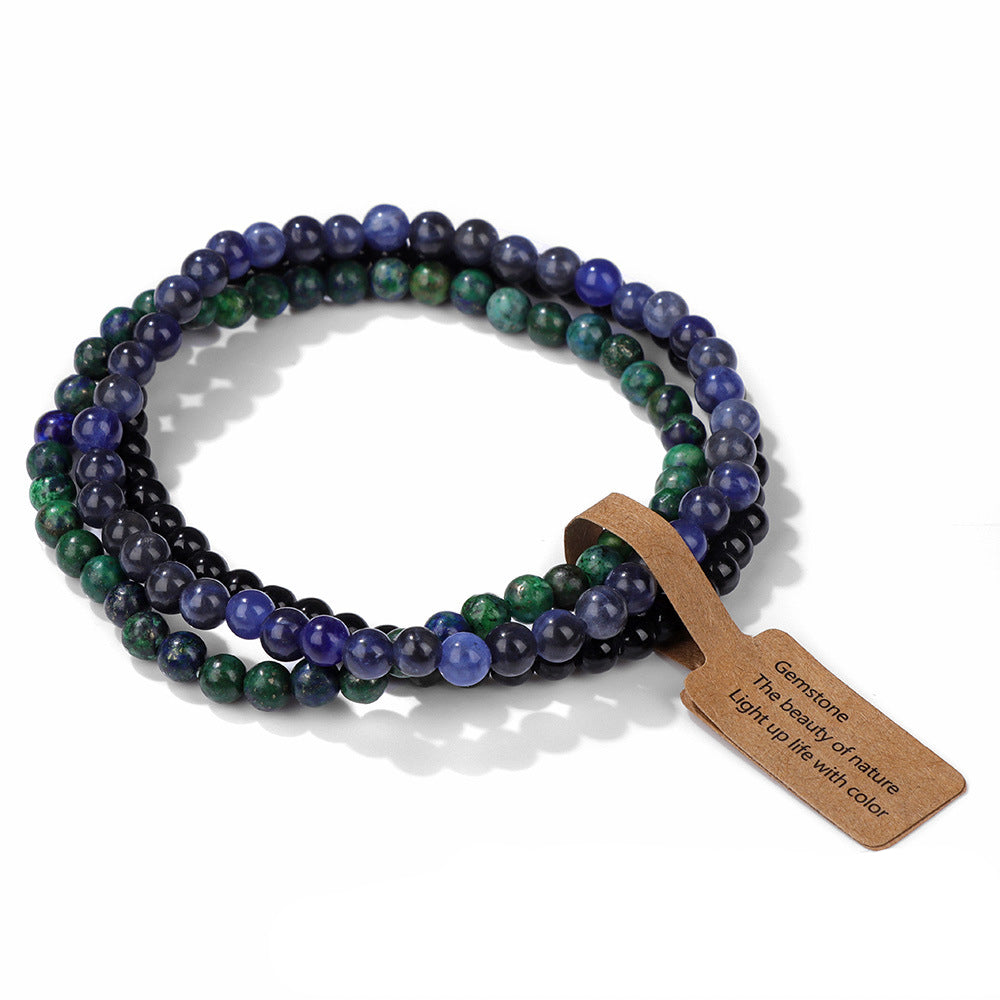 Olivenorma 3Pcs 4mm Natural Stone Beaded Bracelet Set - Sodalite&Black Onyx&India Agate - image 10