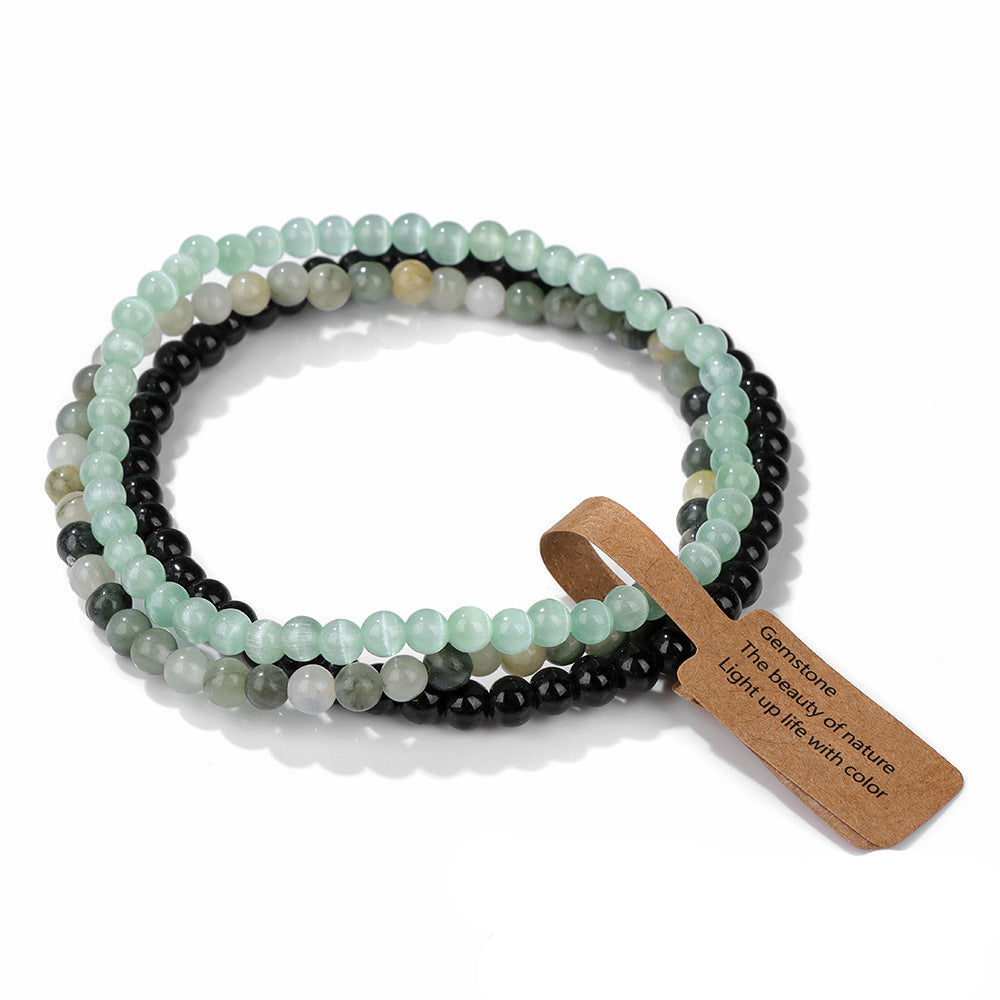 Olivenorma 3Pcs 4mm Natural Stone Beaded Bracelet Set - Black Onyx&Amazonite&Green Phantom Quartz - image 16