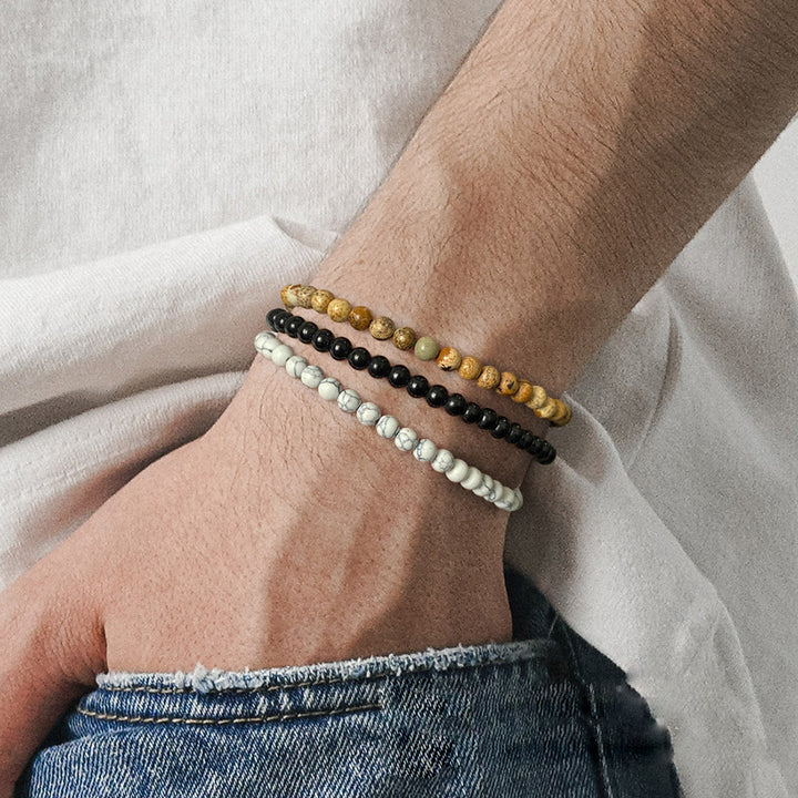 Olivenorma 3Pcs 4mm Natural Stone Beaded Bracelet Set - image 1