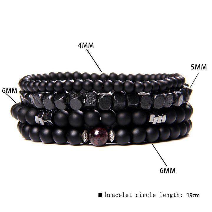Olivenorma Black Agate 4-Layer Stackable Men Bracelet - image 2