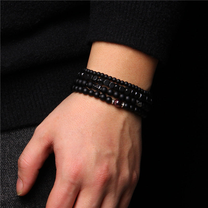 Olivenorma Black Agate 4-Layer Stackable Men Bracelet - image 1
