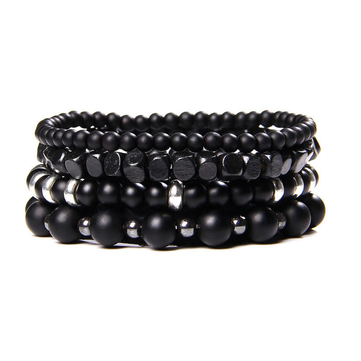 Olivenorma Black Agate 4-Layer Stackable Men Bracelet - Black Onyx&Obsidian - image 9