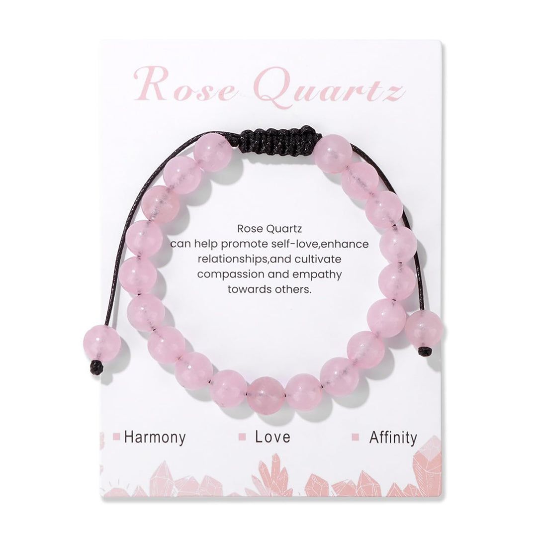 Olivenorma 8mm Multiple Colors Natural Stone Beaded Adjustable For Daily Wear Bracelet - Rose Quartz - image 17