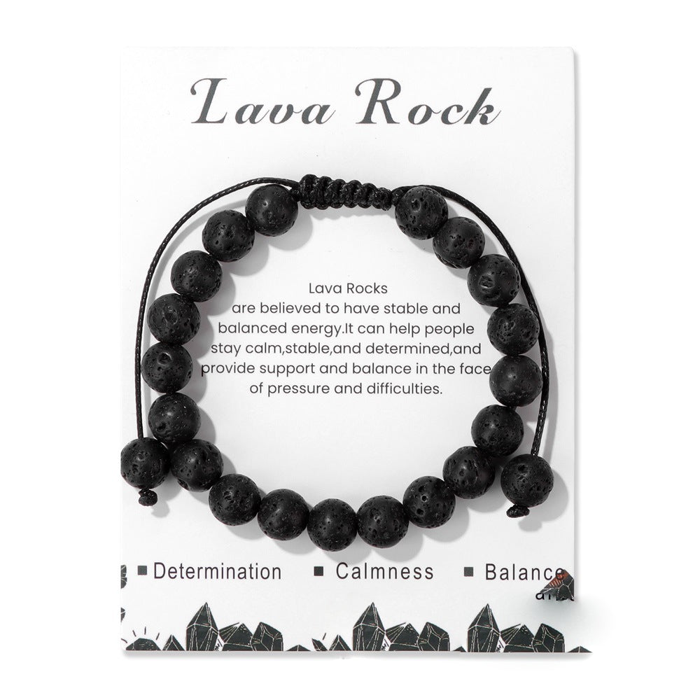 Olivenorma 8mm Multiple Colors Natural Stone Beaded Adjustable For Daily Wear Bracelet - Lava Stone - image 19
