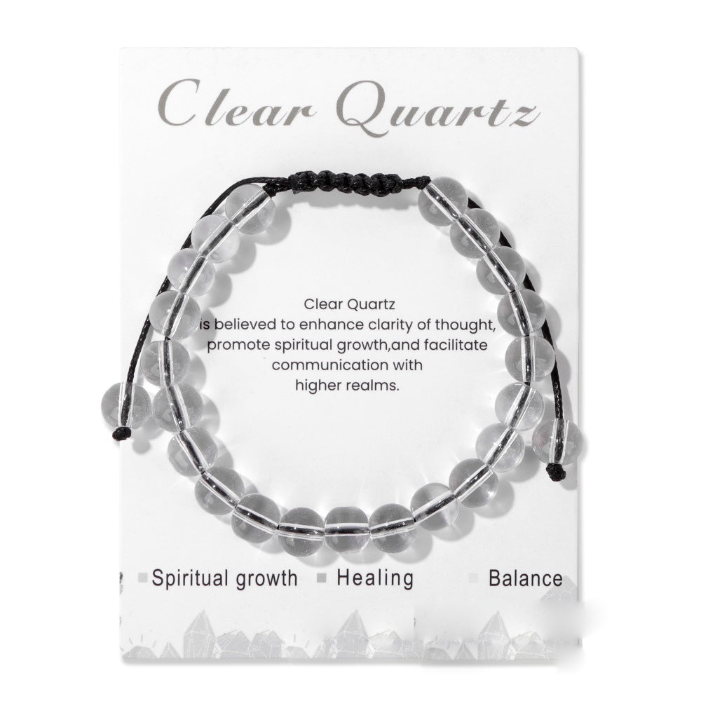 Olivenorma 8mm Multiple Colors Natural Stone Beaded Adjustable For Daily Wear Bracelet - Clear Crystal - image 43