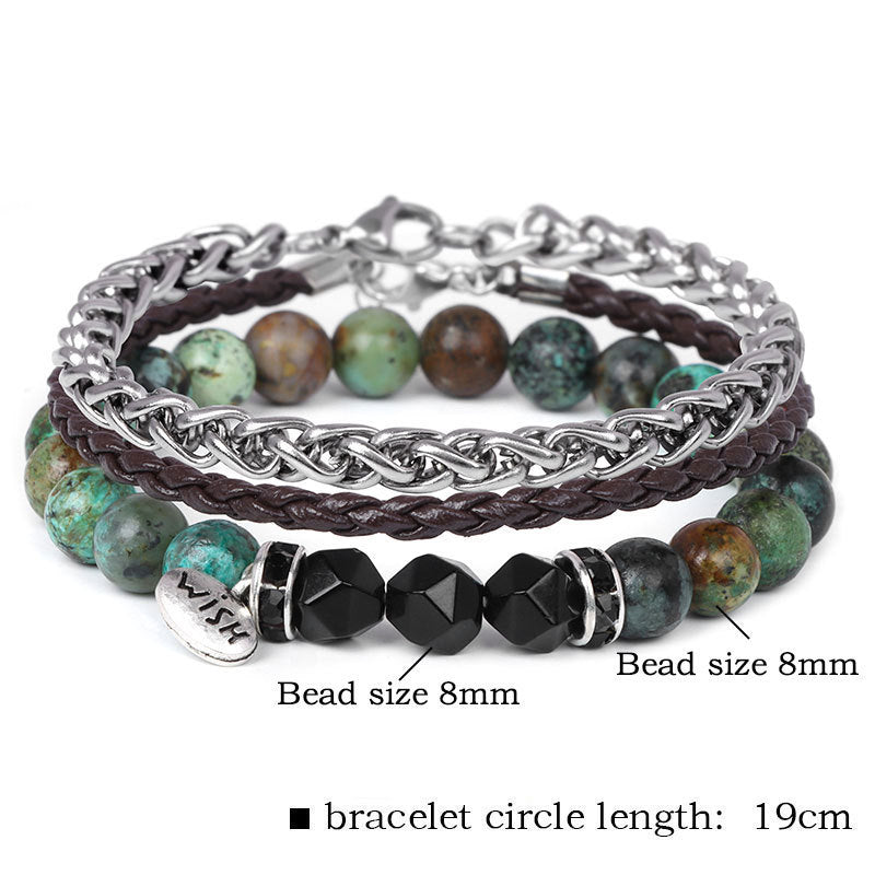 Olivenorma 3pcs Metal Bead Braided Leather Bracelet Set - image 15