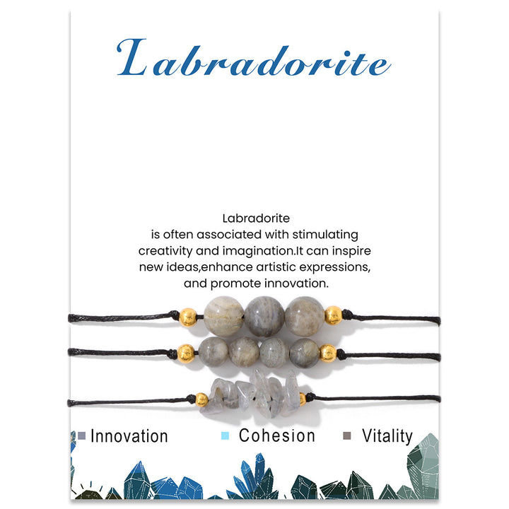 Olivenorma Natural Stone Gravel Bead Bracelet Set - Labradorite - image 14