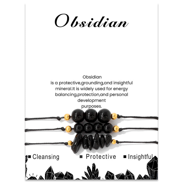 Olivenorma Natural Stone Gravel Bead Bracelet Set - Obsidian - image 24