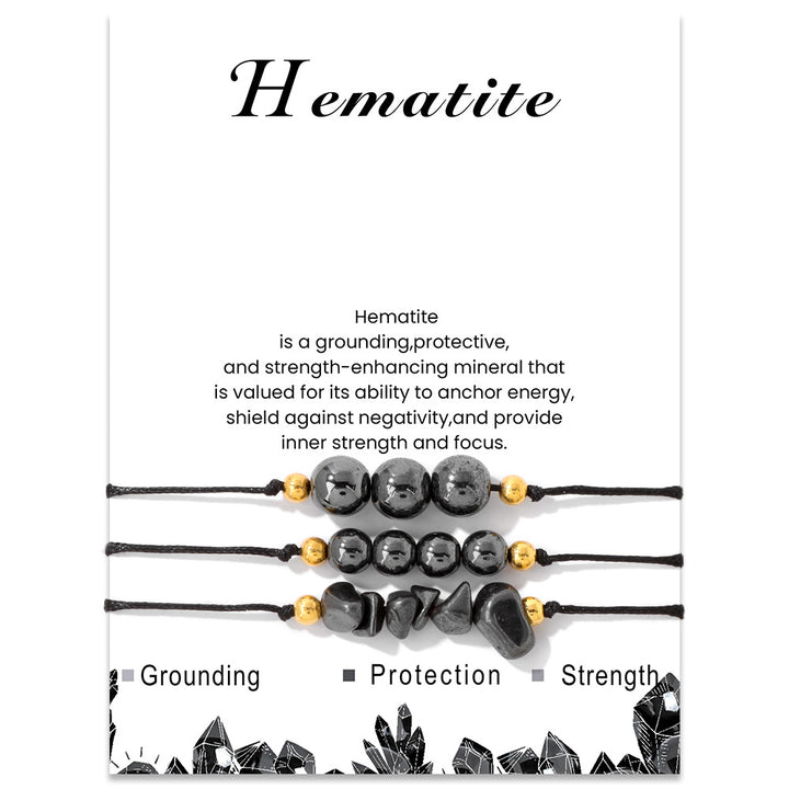 Olivenorma Natural Stone Gravel Bead Bracelet Set - Hematite - image 30