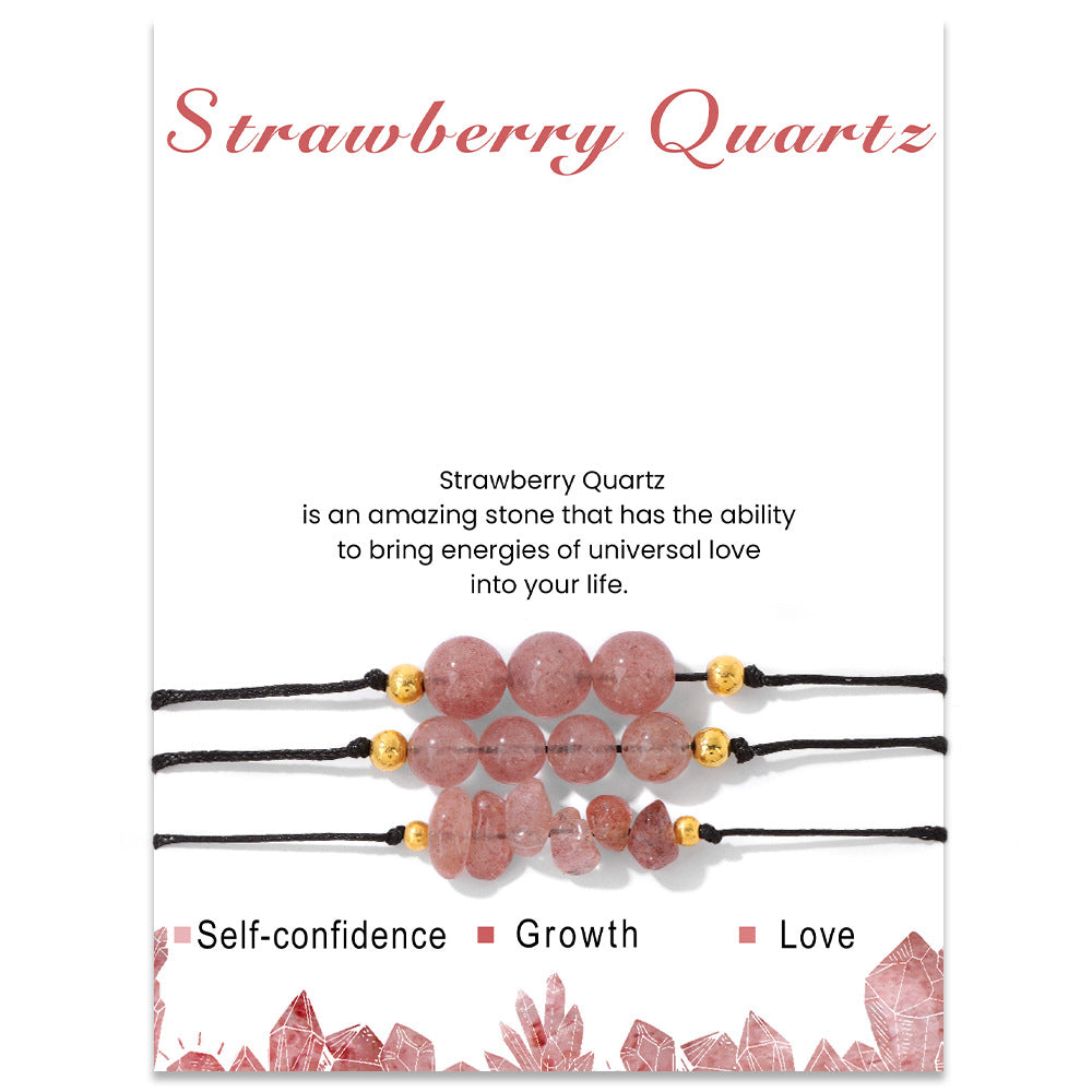 Olivenorma Natural Stone Gravel Bead Bracelet Set - Strawberry Quartz - image 40