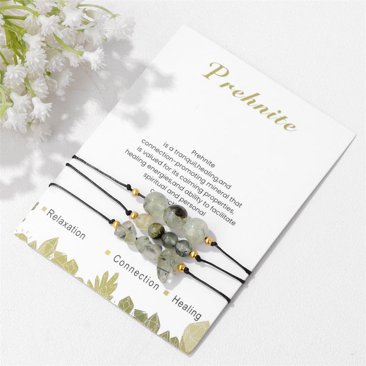 Olivenorma Natural Stone Gravel Bead Bracelet Set - Prehnite - image 5