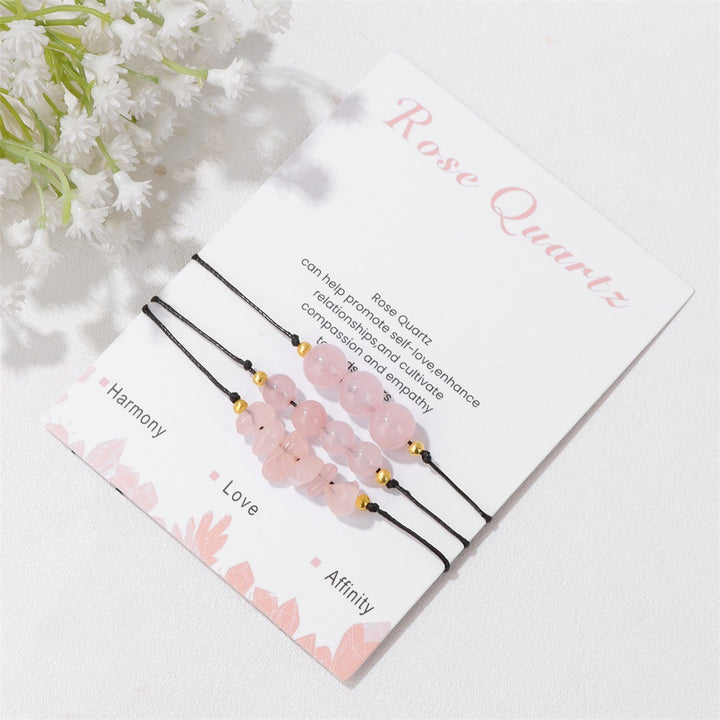 Olivenorma Natural Stone Gravel Bead Bracelet Set - Rose Quartz - image 9