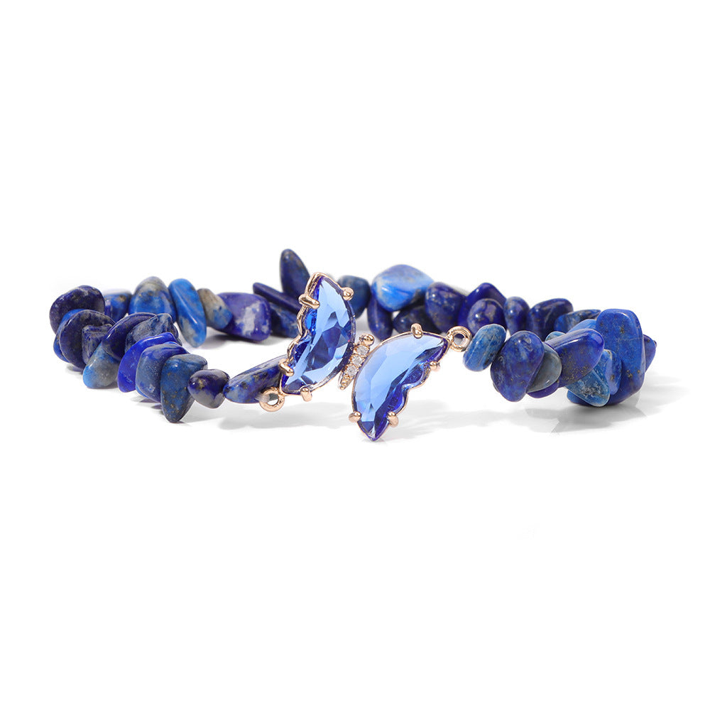 Olivenorma Crystal Butterfly Pendant 5-8mm Gravel Beaded Bracelet - image 6