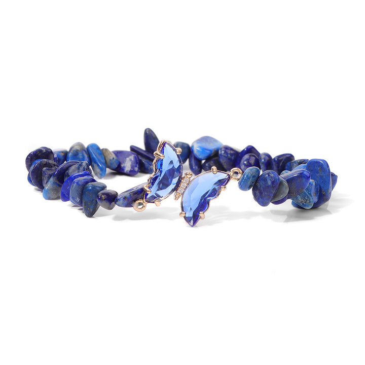 Olivenorma Crystal Butterfly Pendant 5-8mm Gravel Beaded Bracelet - image 6