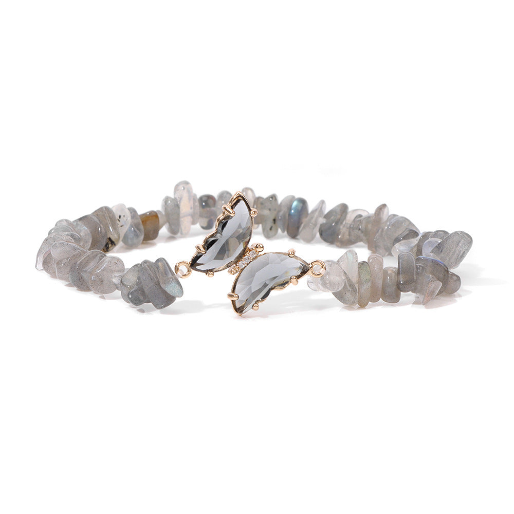 Olivenorma Crystal Butterfly Pendant 5-8mm Gravel Beaded Bracelet - image 19