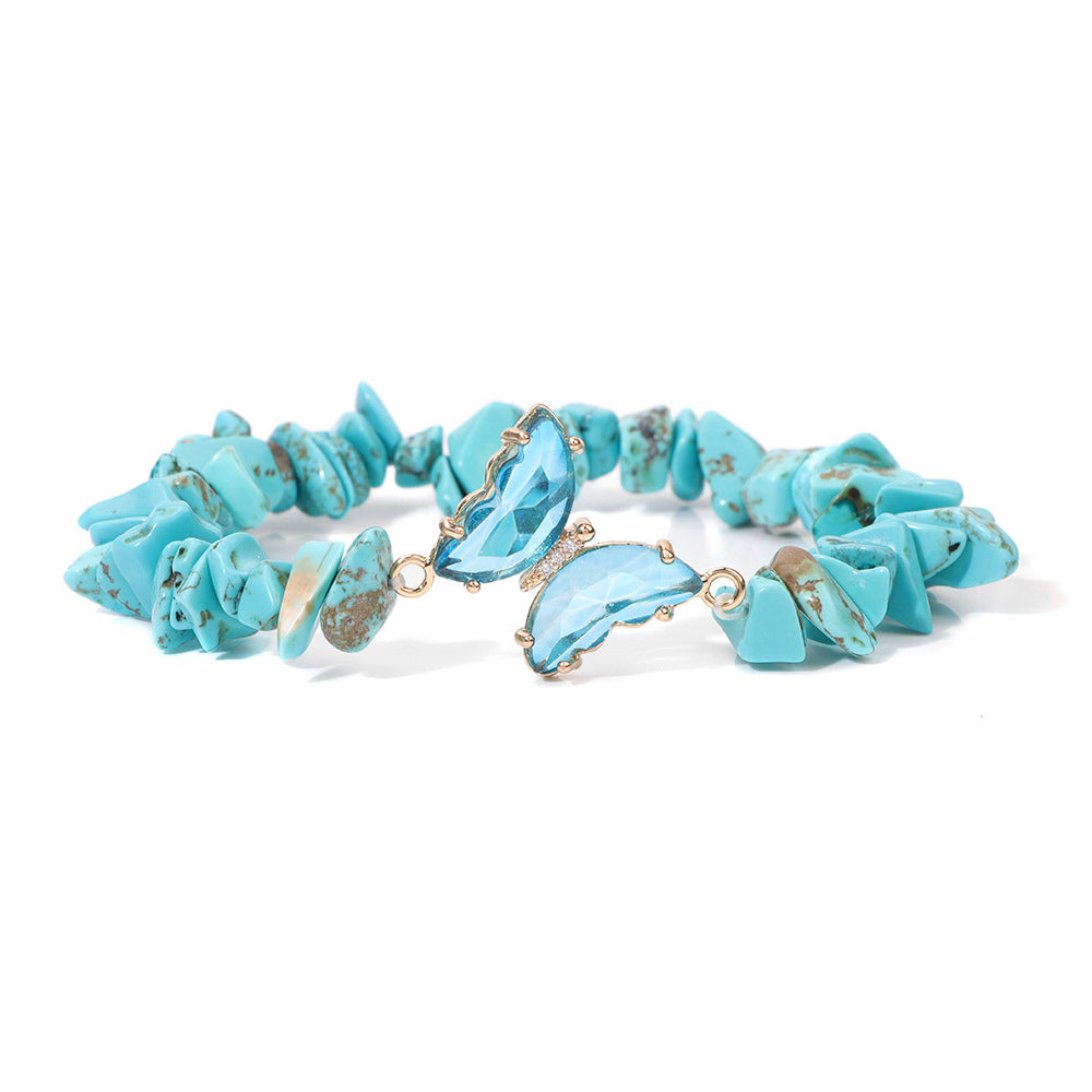 Olivenorma Crystal Butterfly Pendant 5-8mm Gravel Beaded Bracelet - image 2