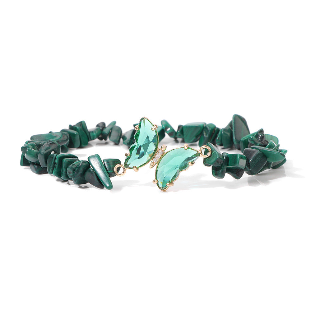 Olivenorma Crystal Butterfly Pendant 5-8mm Gravel Beaded Bracelet - image 13