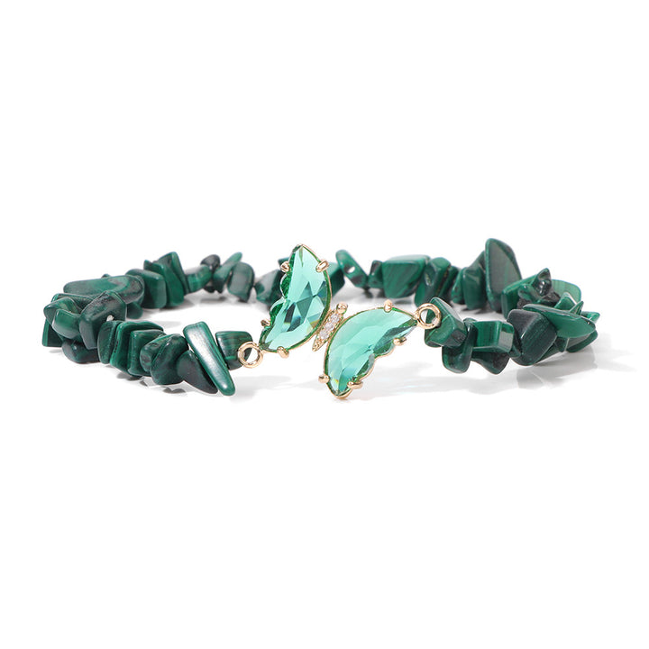 Olivenorma Crystal Butterfly Pendant 5-8mm Gravel Beaded Bracelet - image 13