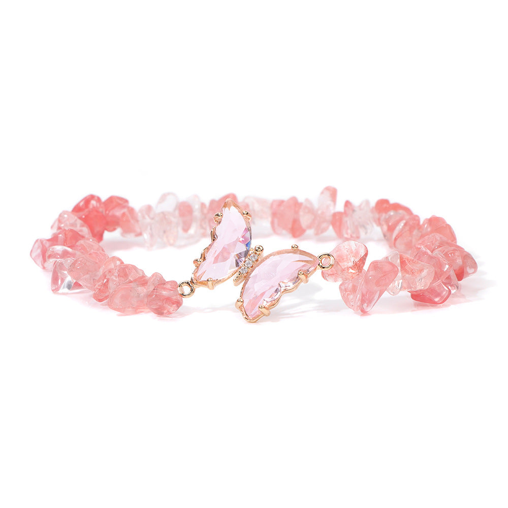 Olivenorma Crystal Butterfly Pendant 5-8mm Gravel Beaded Bracelet - image 10