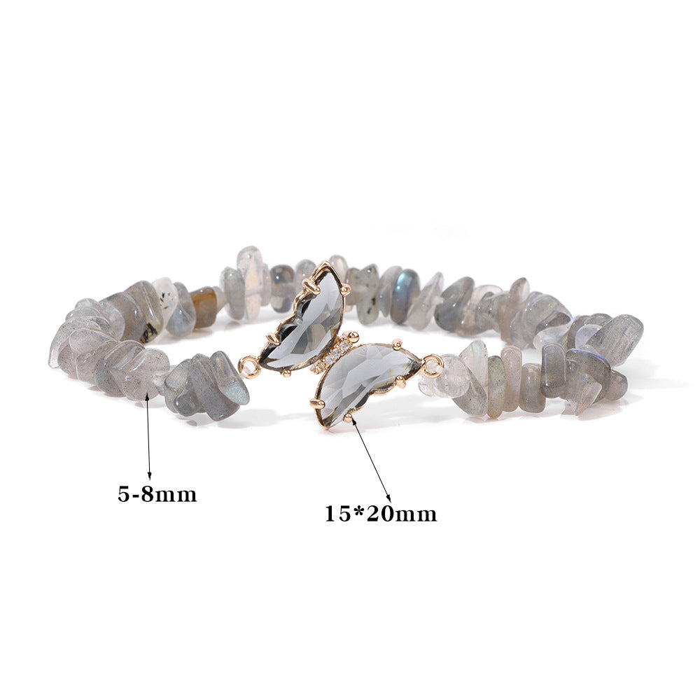 Olivenorma Crystal Butterfly Pendant 5-8mm Gravel Beaded Bracelet - image 23