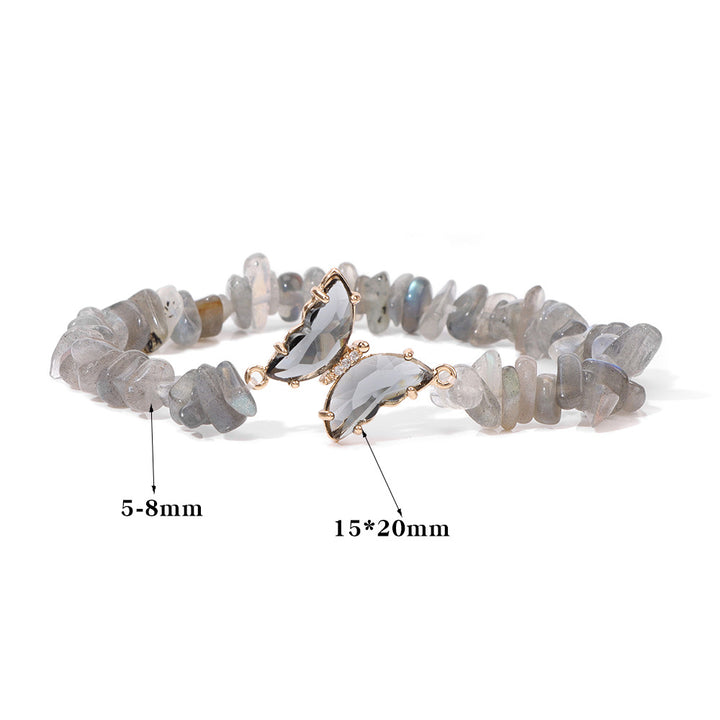 Olivenorma Crystal Butterfly Pendant 5-8mm Gravel Beaded Bracelet - image 23