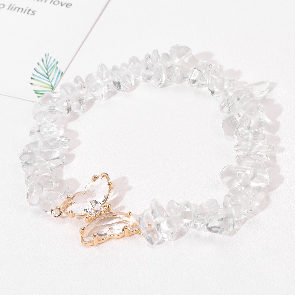 Olivenorma Crystal Butterfly Pendant 5-8mm Gravel Beaded Bracelet - Clear Crystal - image 15
