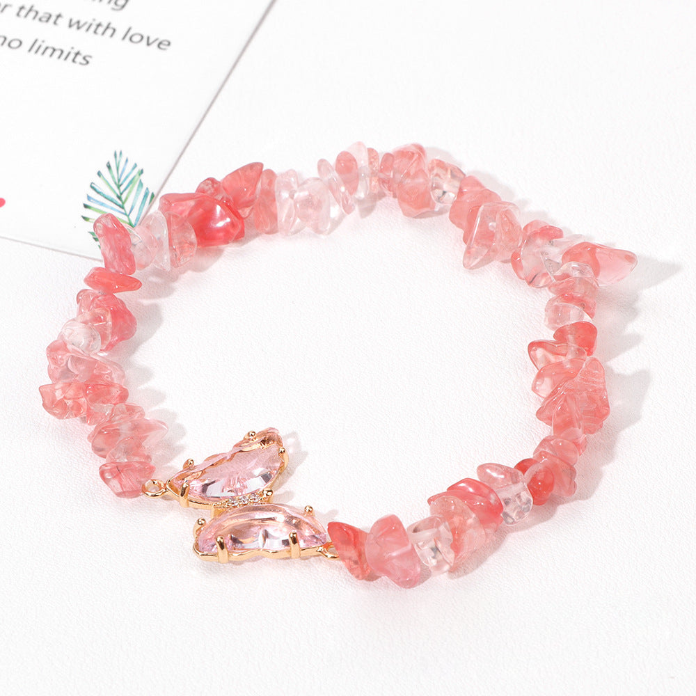 Olivenorma Crystal Butterfly Pendant 5-8mm Gravel Beaded Bracelet - Red Smelting Quartz - image 8