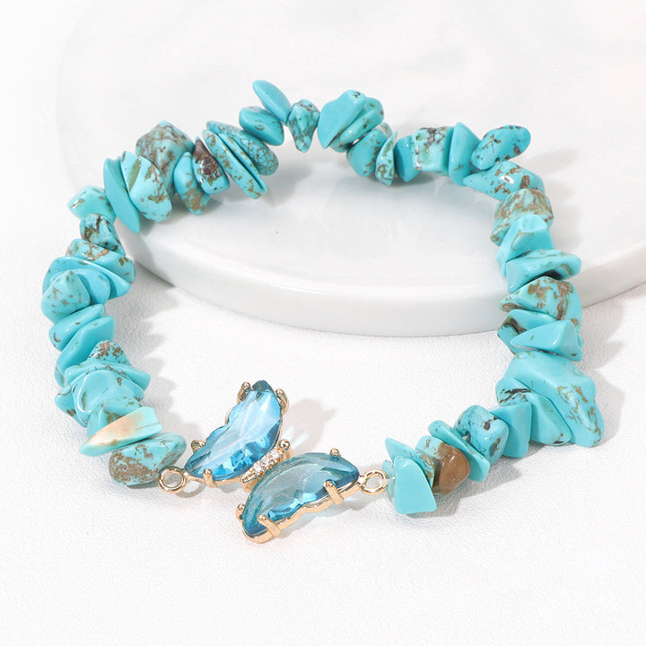 Olivenorma Crystal Butterfly Pendant 5-8mm Gravel Beaded Bracelet - image 1