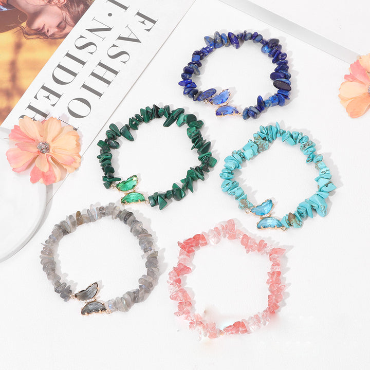 Olivenorma Crystal Butterfly Pendant 5-8mm Gravel Beaded Bracelet - image 24