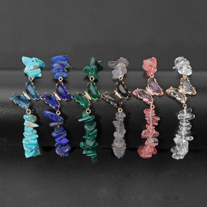 Olivenorma Crystal Butterfly Pendant 5-8mm Gravel Beaded Bracelet - image 25