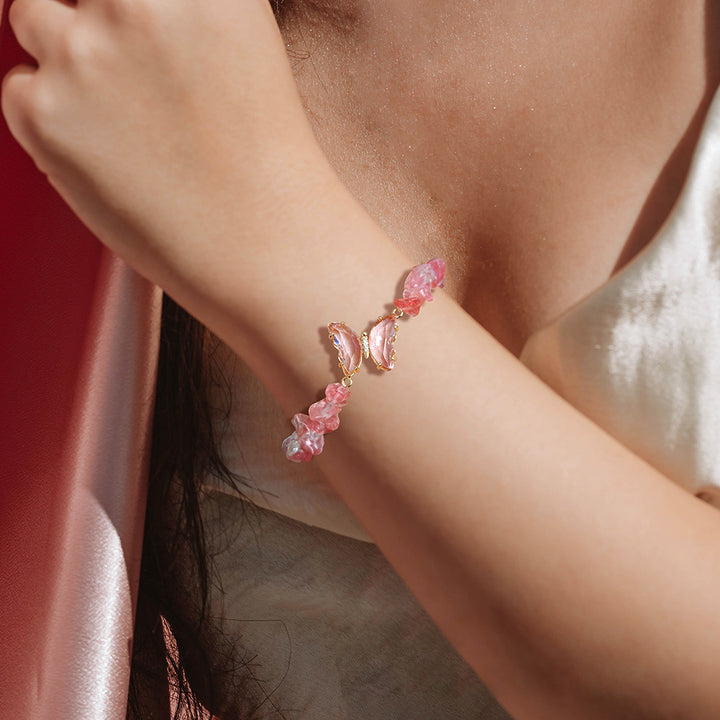 Olivenorma Crystal Butterfly Pendant 5-8mm Gravel Beaded Bracelet - image 9