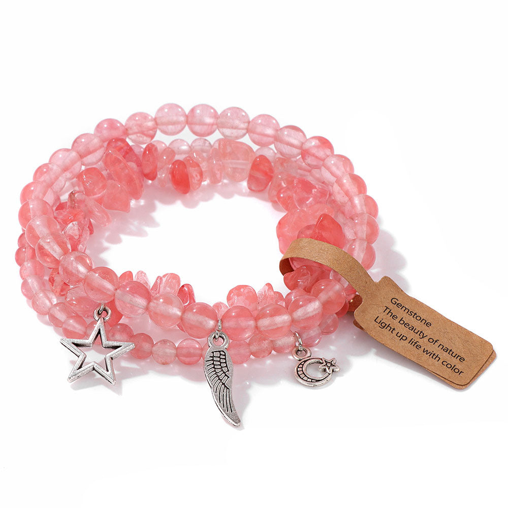 Olivenorma Boho Style Moon Star Pendant Bracelet Set - Red Smelting Quartz - image 7