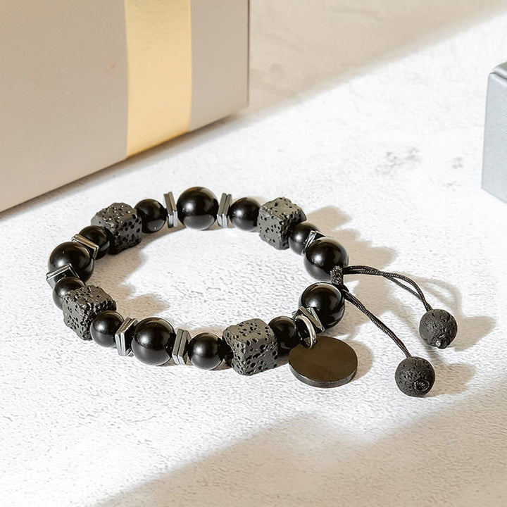Olivenorma Lava Stone Obsidian Adjustable Men Bracelet - image 2