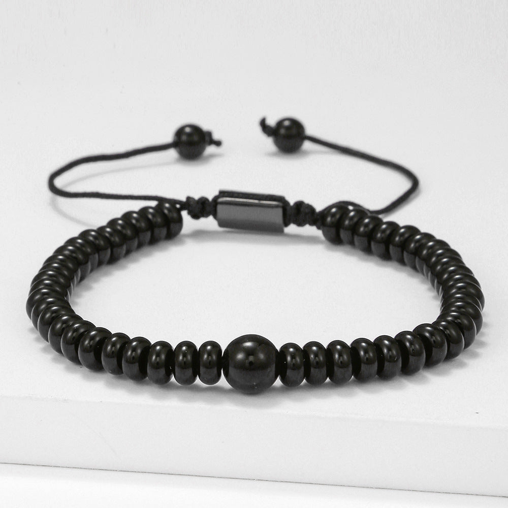 Olivenorma Lava Stone Obsidian Adjustable Men Bracelet - Obsidian - image 13