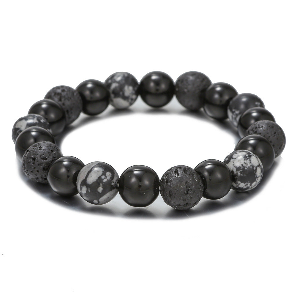 Olivenorma Lava Stone Obsidian Adjustable Men Bracelet - Black Onyx&Lava Stone&Snowflake Obsidian - image 19