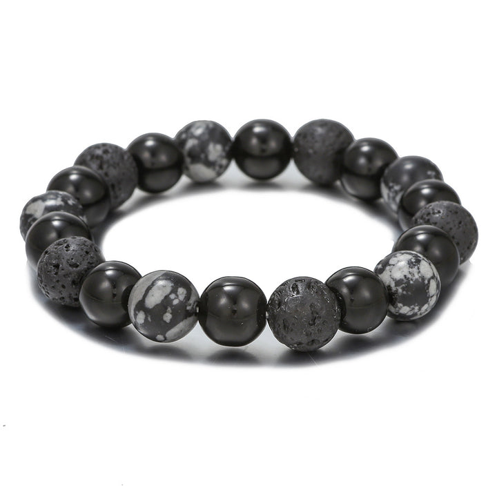 Olivenorma Lava Stone Obsidian Adjustable Men Bracelet - Black Onyx&Lava Stone&Snowflake Obsidian - image 19