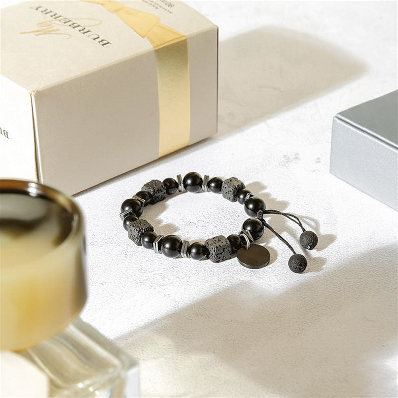 Olivenorma Lava Stone Obsidian Adjustable Men Bracelet - image 3