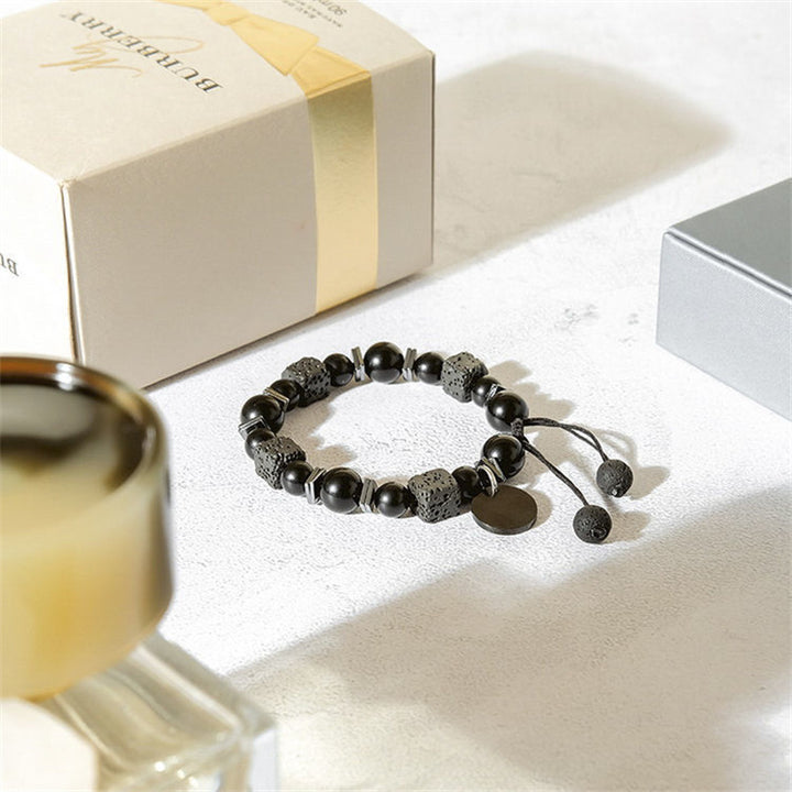 Olivenorma Lava Stone Obsidian Adjustable Men Bracelet - image 3