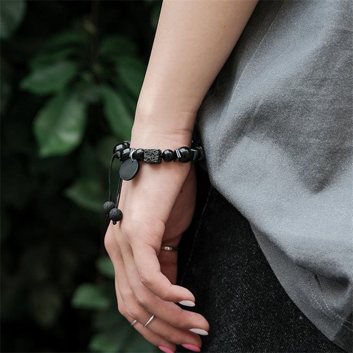 Olivenorma Lava Stone Obsidian Adjustable Men Bracelet - image 1