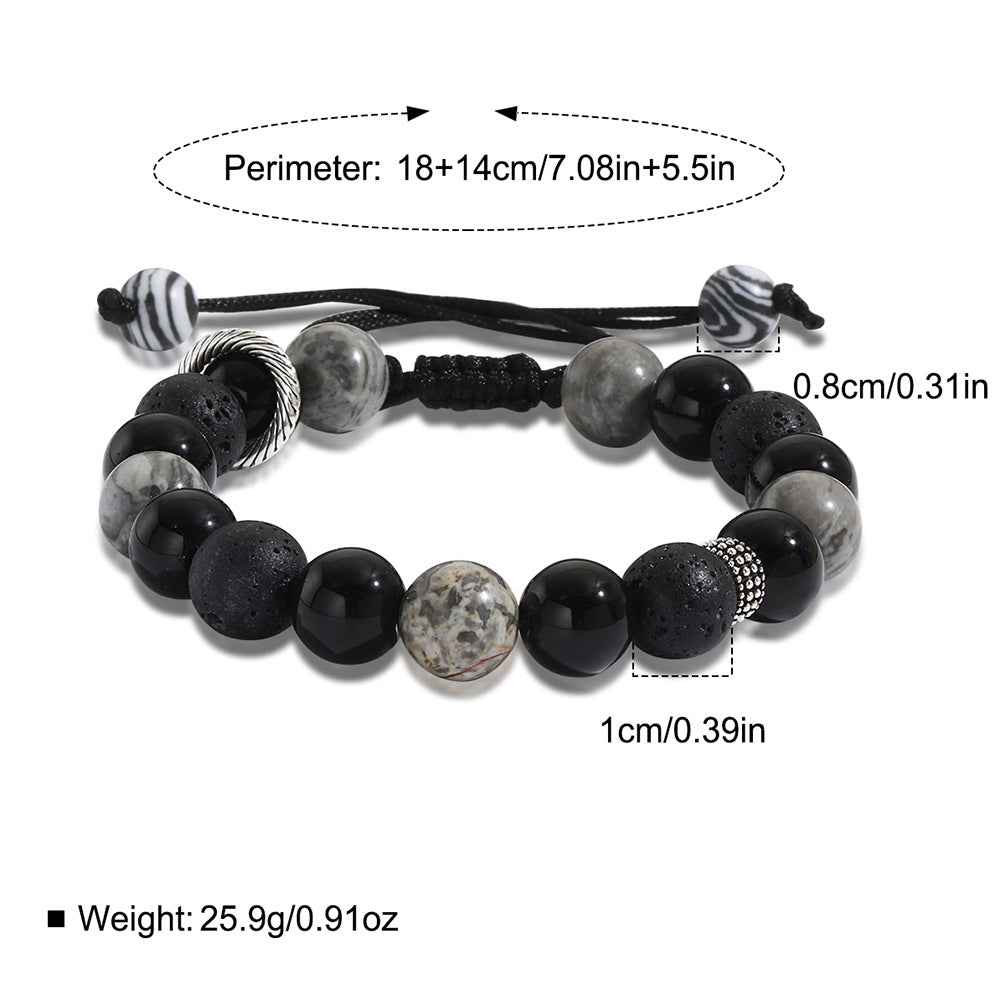 Olivenorma Obsidian Volcanic Lava Stone Men Beaded Bracelet - image 5