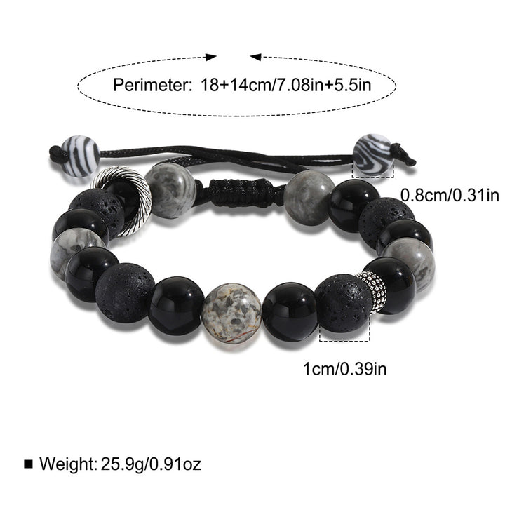 Olivenorma Obsidian Volcanic Lava Stone Men Beaded Bracelet - image 5