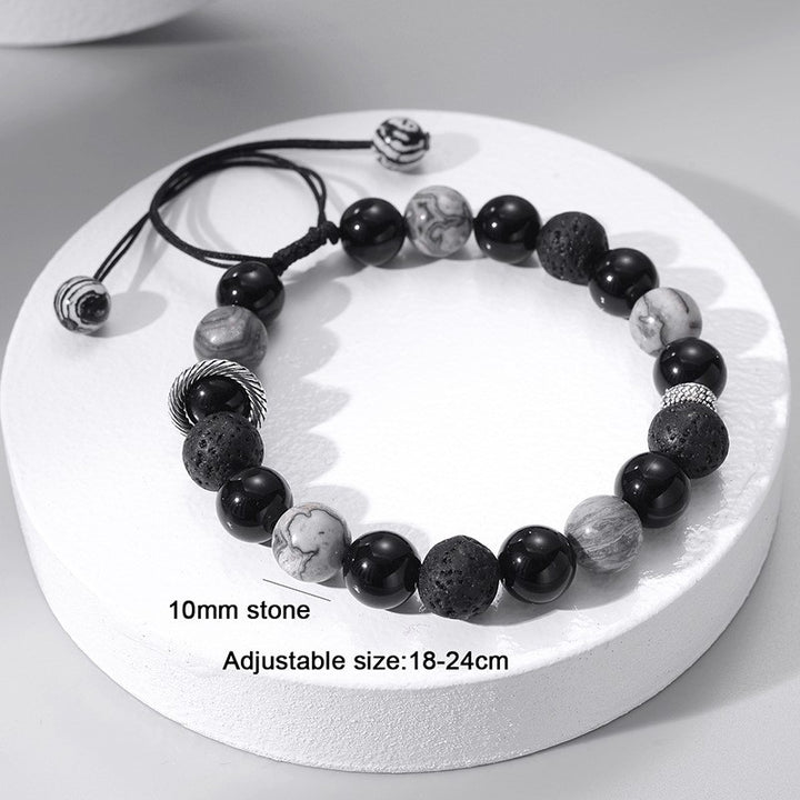 Olivenorma Obsidian Volcanic Lava Stone Men Beaded Bracelet - image 4