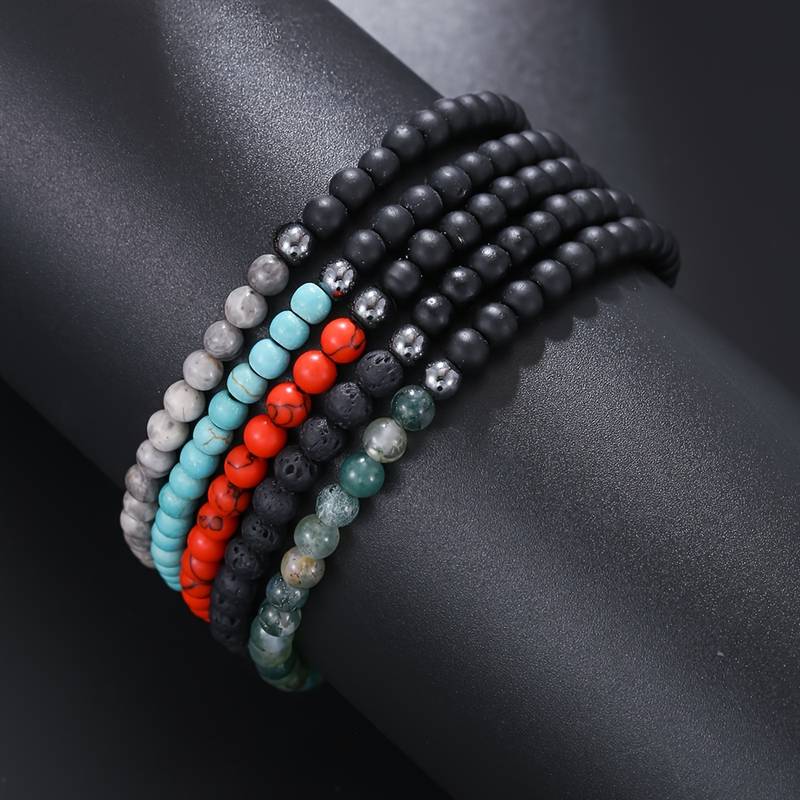 Olivenorma 4mm Black Agate Volcanic Rock Men Bracelet - image 0