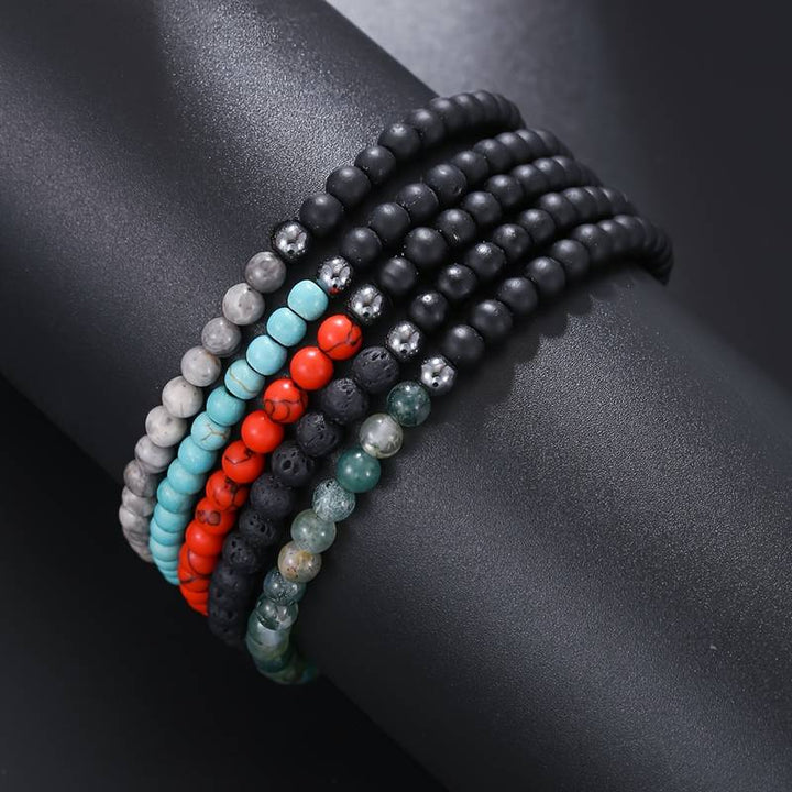 Olivenorma 4mm Black Agate Volcanic Rock Men Bracelet - image 0