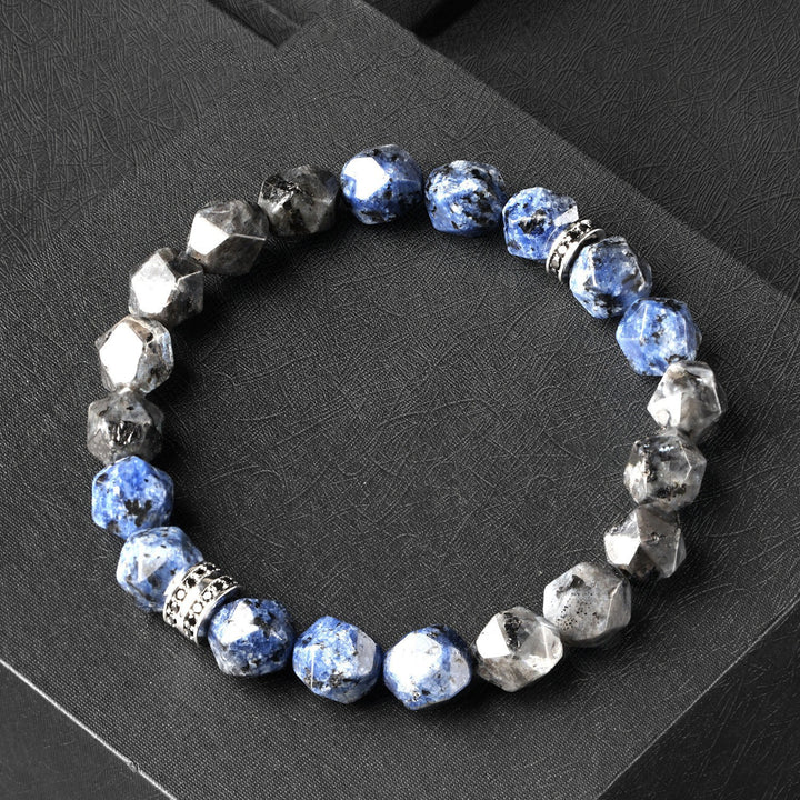 Olivenorma Natural Energy Stone Diamond-Shaped Faceted Adjustable Bracelet - Blue Sodalite&Labradorite - image 7
