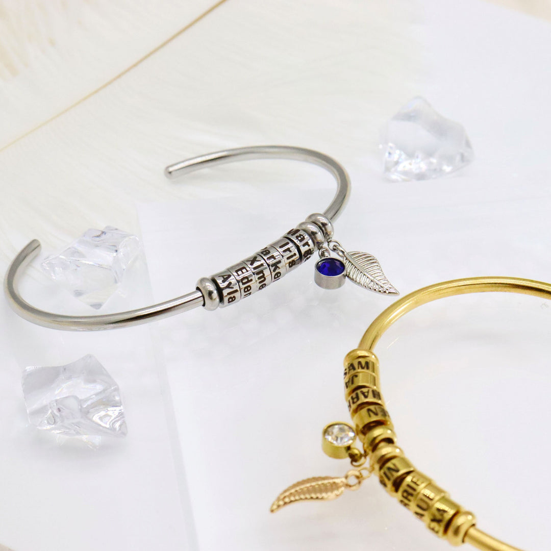 Olivenorma Birthstone With Leaf Personalized Name Bracelet - image 4
